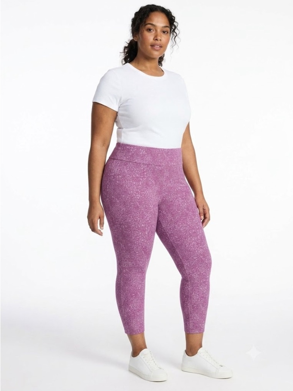 Terra & Sky Women’s Plus Size Purple High-Rise Capri Leggings